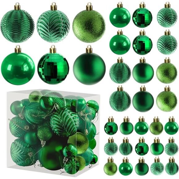 Christmas Ornaments - Set of 36 Shatterproof Christmas Ornaments in 6 Styles - Picture 1 of 7